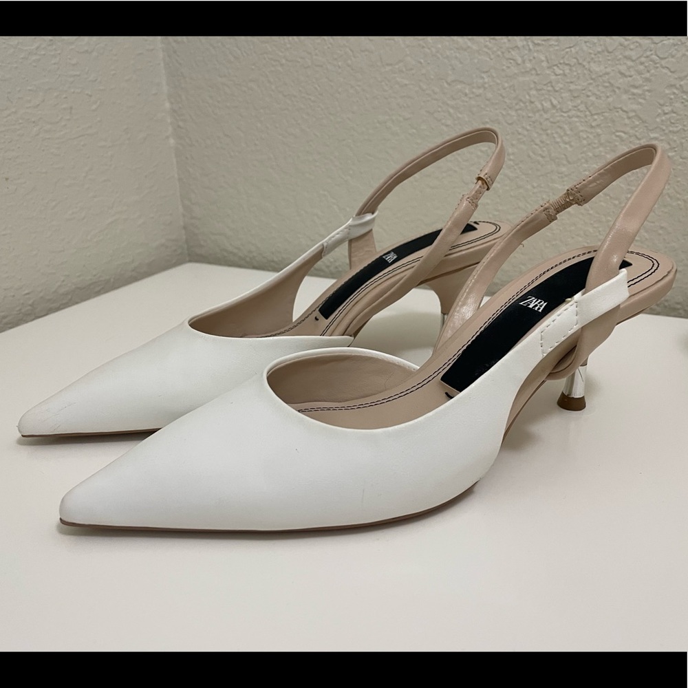 ZARA SLINGBACK LEATHER HEELS